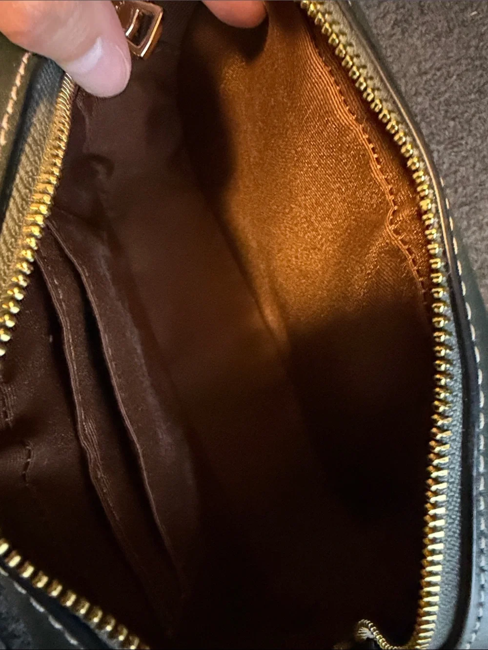 Coach Mini Shoulder Bag in Tan Signature Canvas with Black Trim